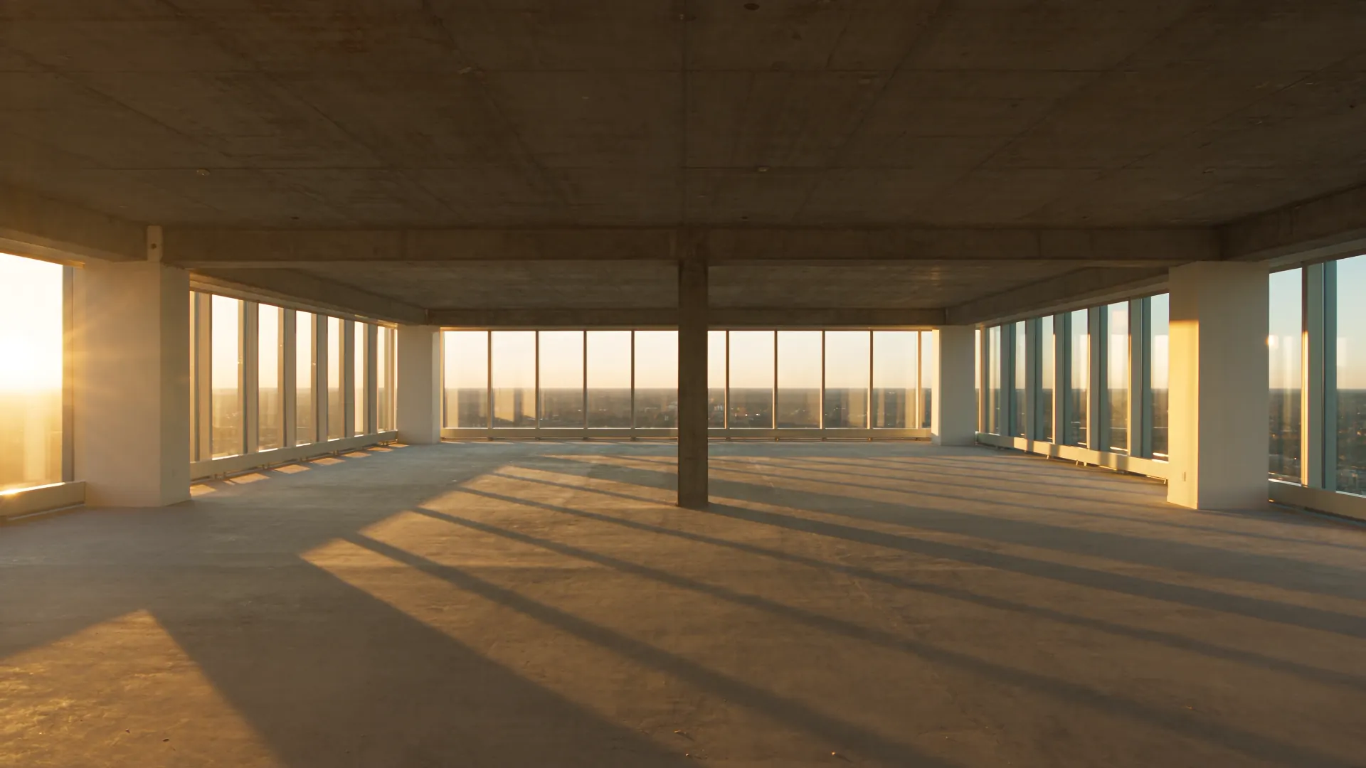 A time-lapse of an office floor being fitted out: partitions going up, the ceiling fitted and the lights coming on